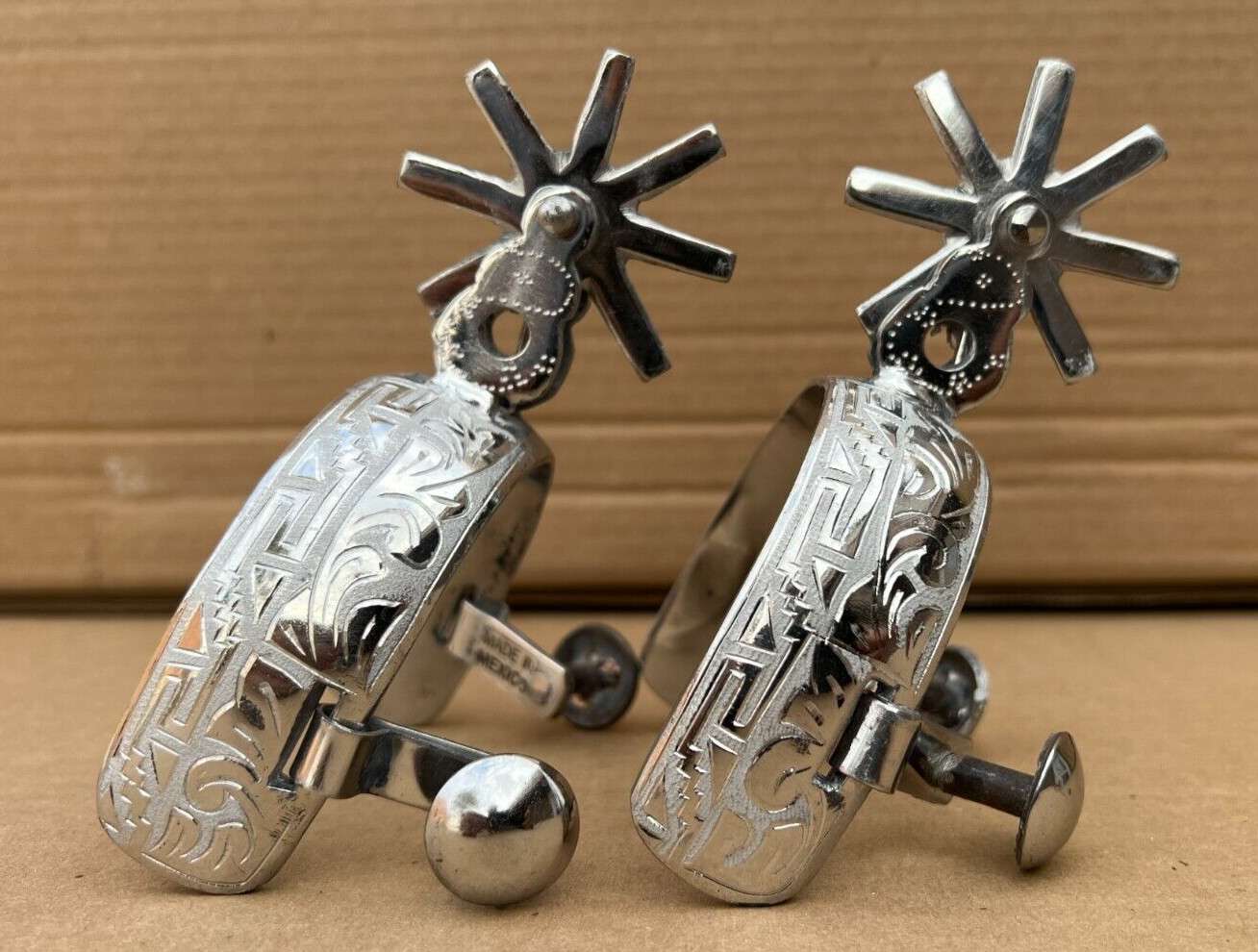 CHARRO SADDLE MEXICAN SPURS, ESPUELAS CHARRAS, EQUESTRIAN HORSE TACK