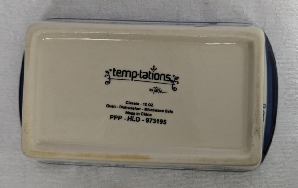 Temptations Old World Blue Mini Bread Loaf Pan Bakeware Ovenware 12 Oz