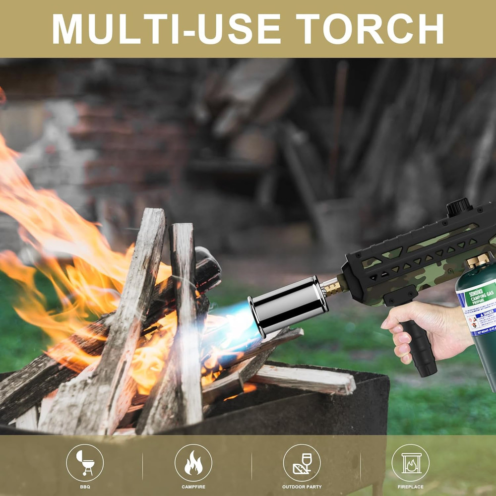 Powerful Cooking Propane Torch Gun, Culinary Torch Campfire Starter, Adjustable