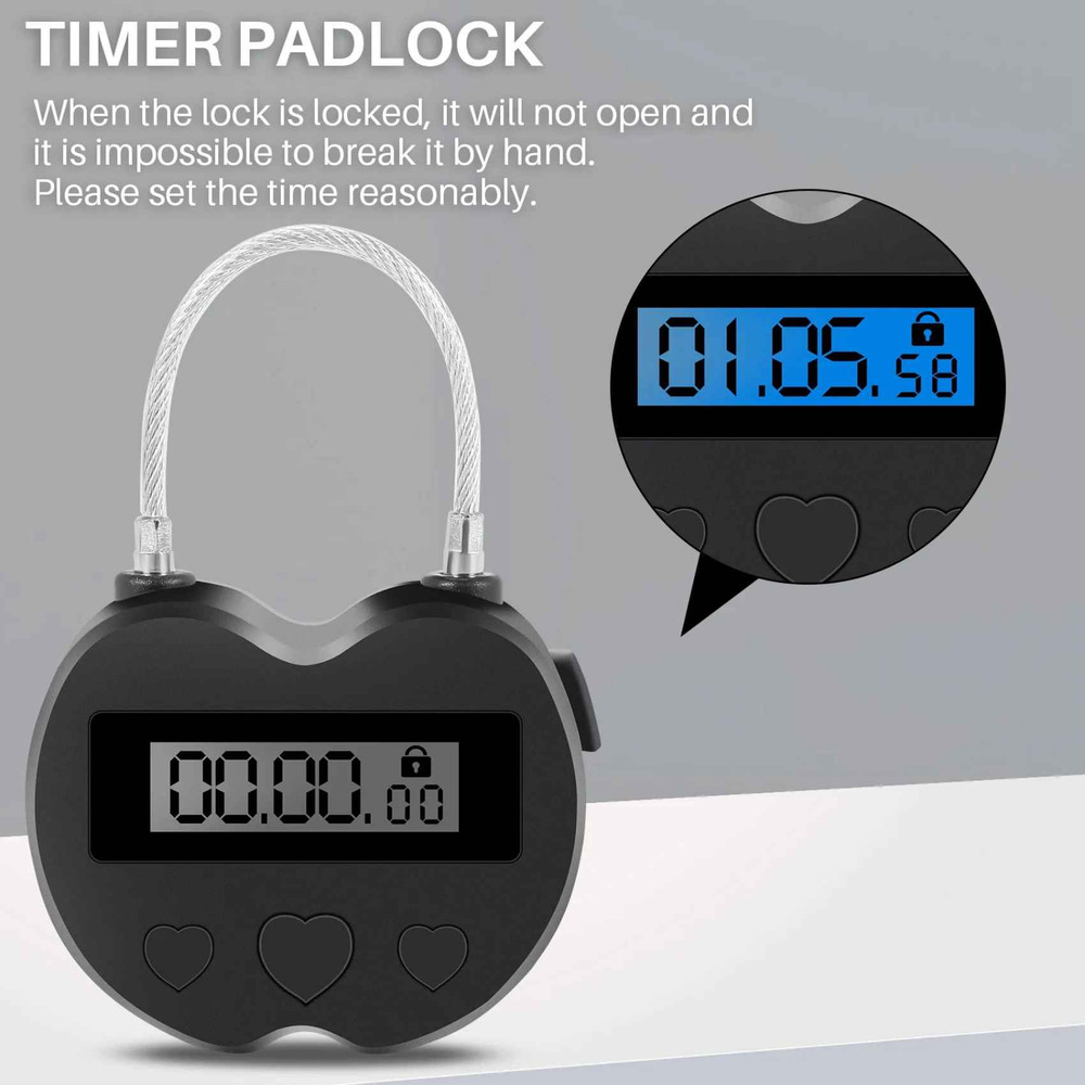 2PCS Black Time Lock LCD Display Time Lock Multifunction Travel Electronic Timer
