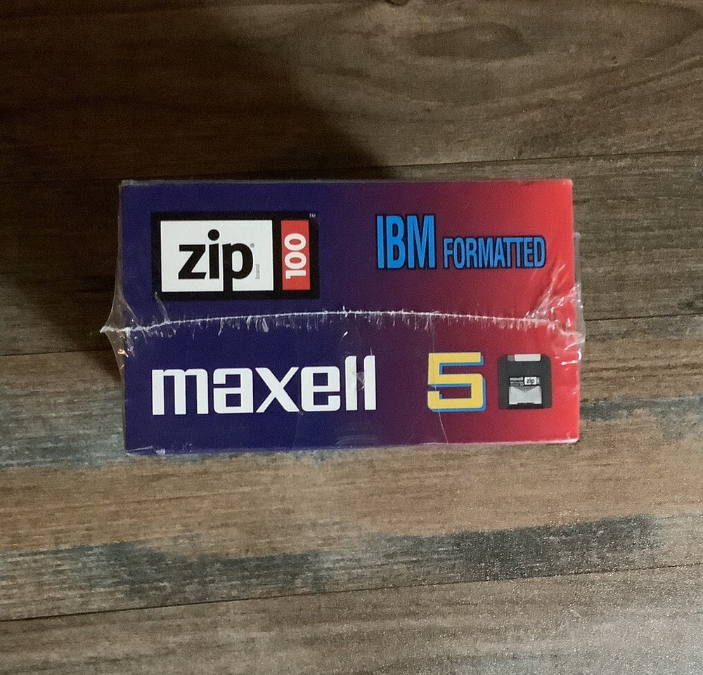 Maxell Zip Disk 5 Pack PC 100 MB Megabyte Factory Sealed