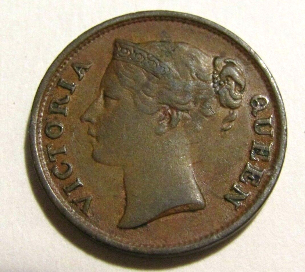 Straits Settlements 1845 1/2 Cent Old Coin