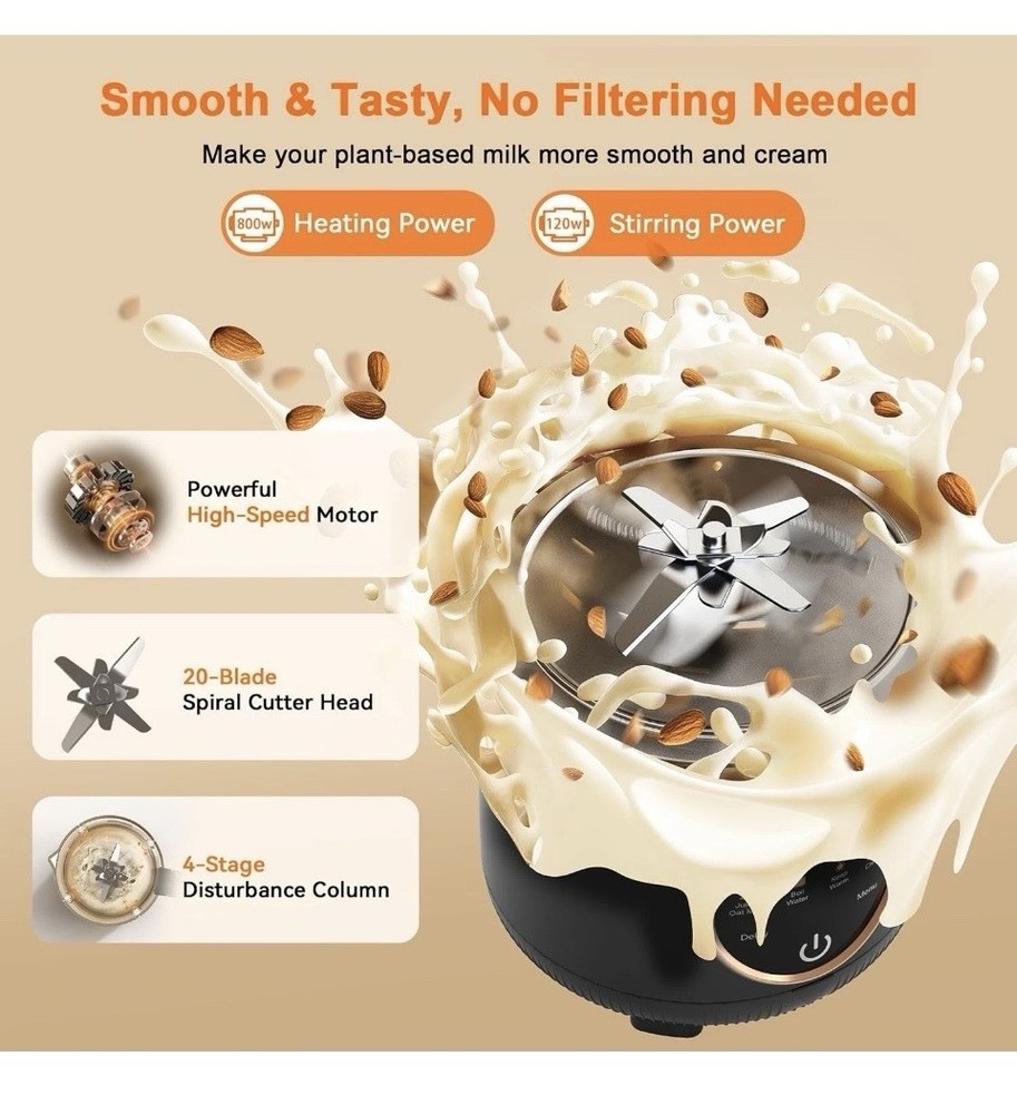 50oz Automatic Nut Milk Maker Almond Milk Machine with Delay Start Keep Warm