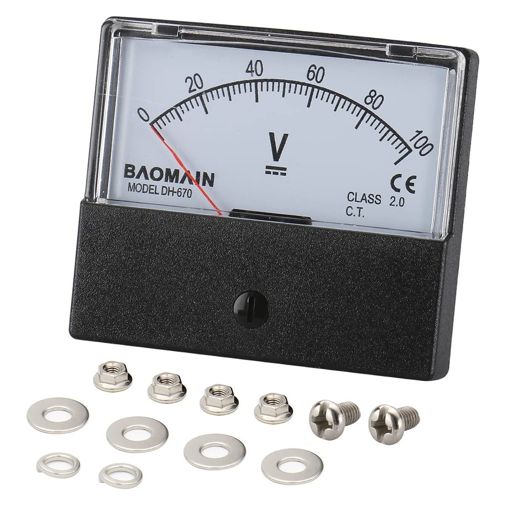 Baomain Voltmeter DH-670 DC 0-100V Rectangular Class 2.0 Analog Panel Volt...