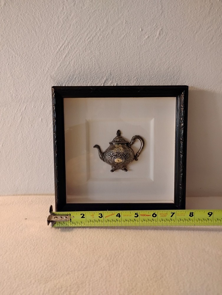 Nicely Framed Silver Plated Tea Pot.Small Wall Art.