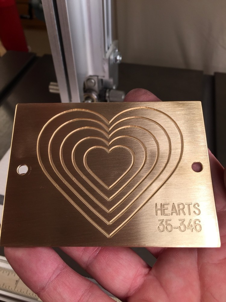 LARGE HEARTS SOLID BRASS MASTER ENGRAVING PLATE FOR NEW HERMES FONT TRAY