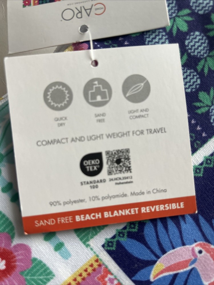 Beach Blanket Sand Free Tropical Rio Patchwork 60 X 60” Reversible