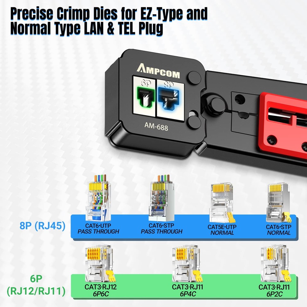 Rj45 Pass Thru Crimping Tool Network Crimper For Pass Through And Regular Type R