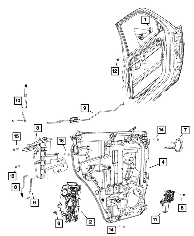 Genuine Mopar Inside Handle To Latch Link Left 68033505AB