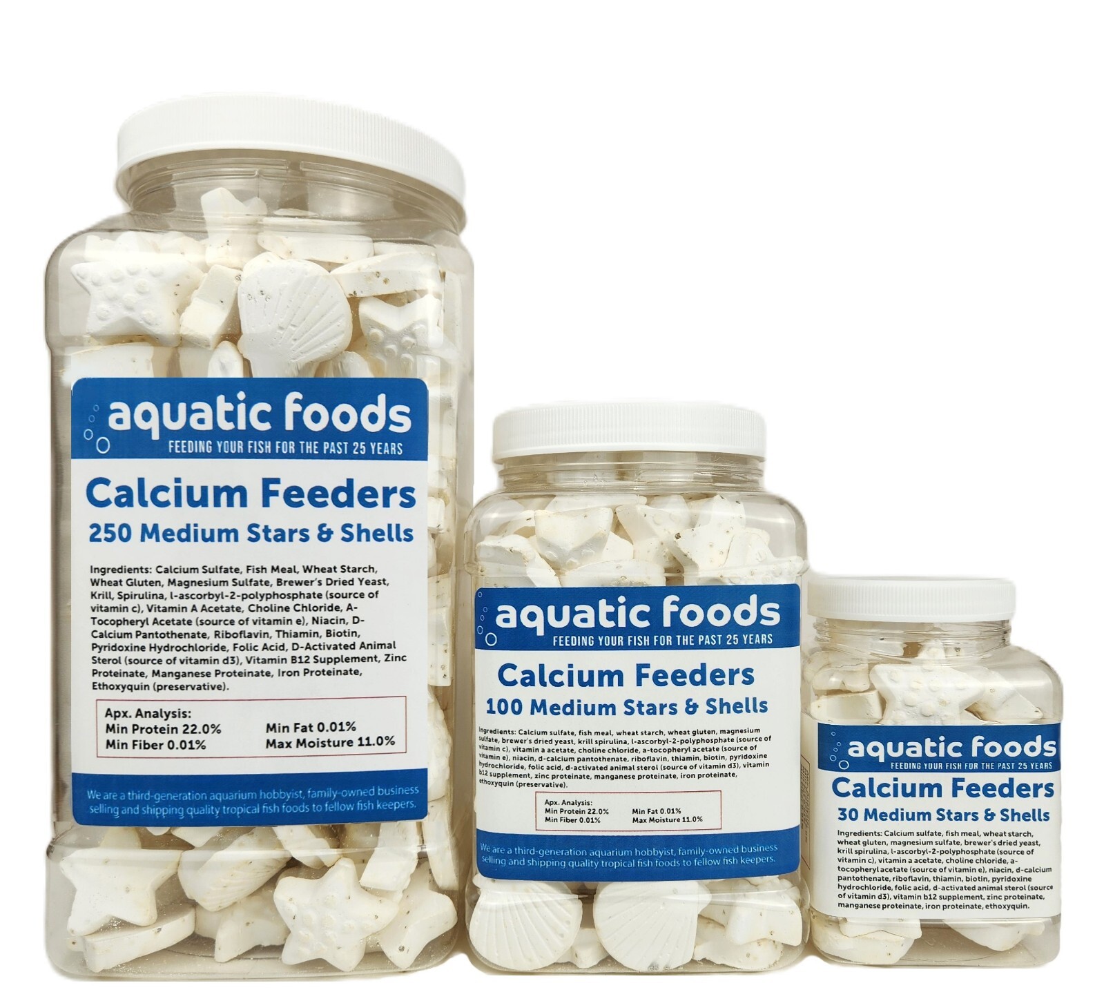 Calcium Feeder Stars & Shells for Shrimp, Snails, Crabs, Crayfish, Tropical Fish