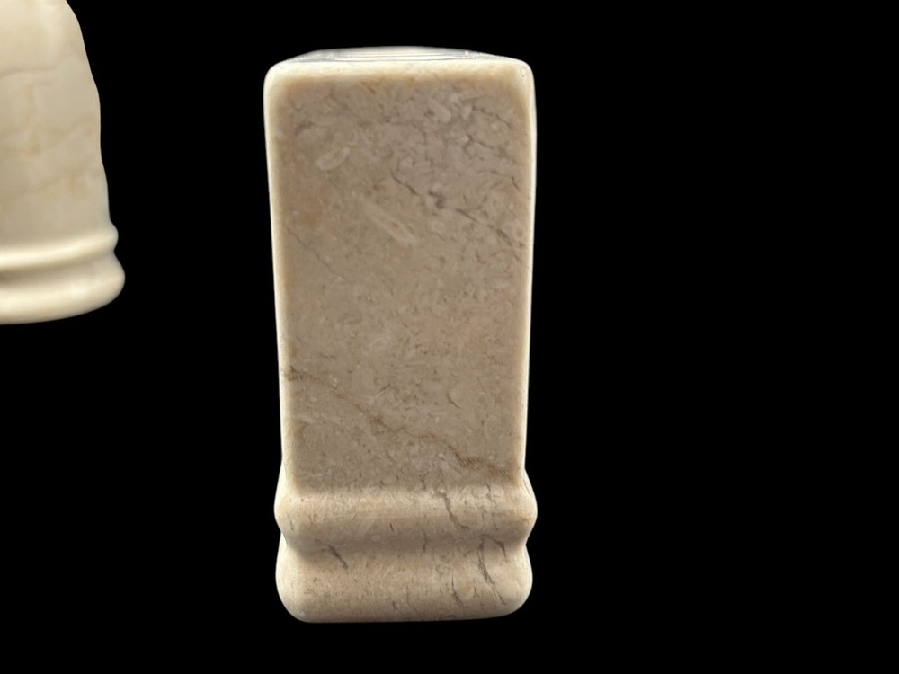 Frontgate Designer Solid Travertine Marble Toothbrush Holder & Lotion Dispenser