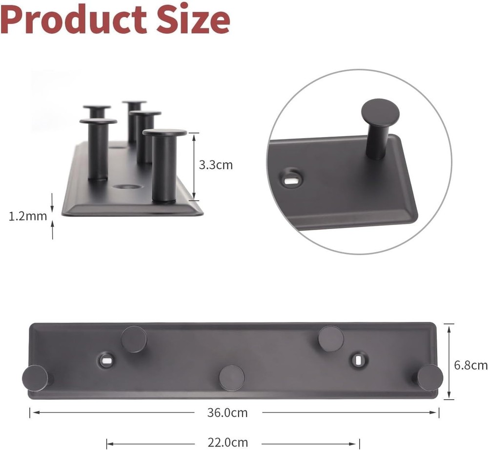 Rustproof Wall Coat Rack with 5 Hooks - Elegant Storage Solution for Home