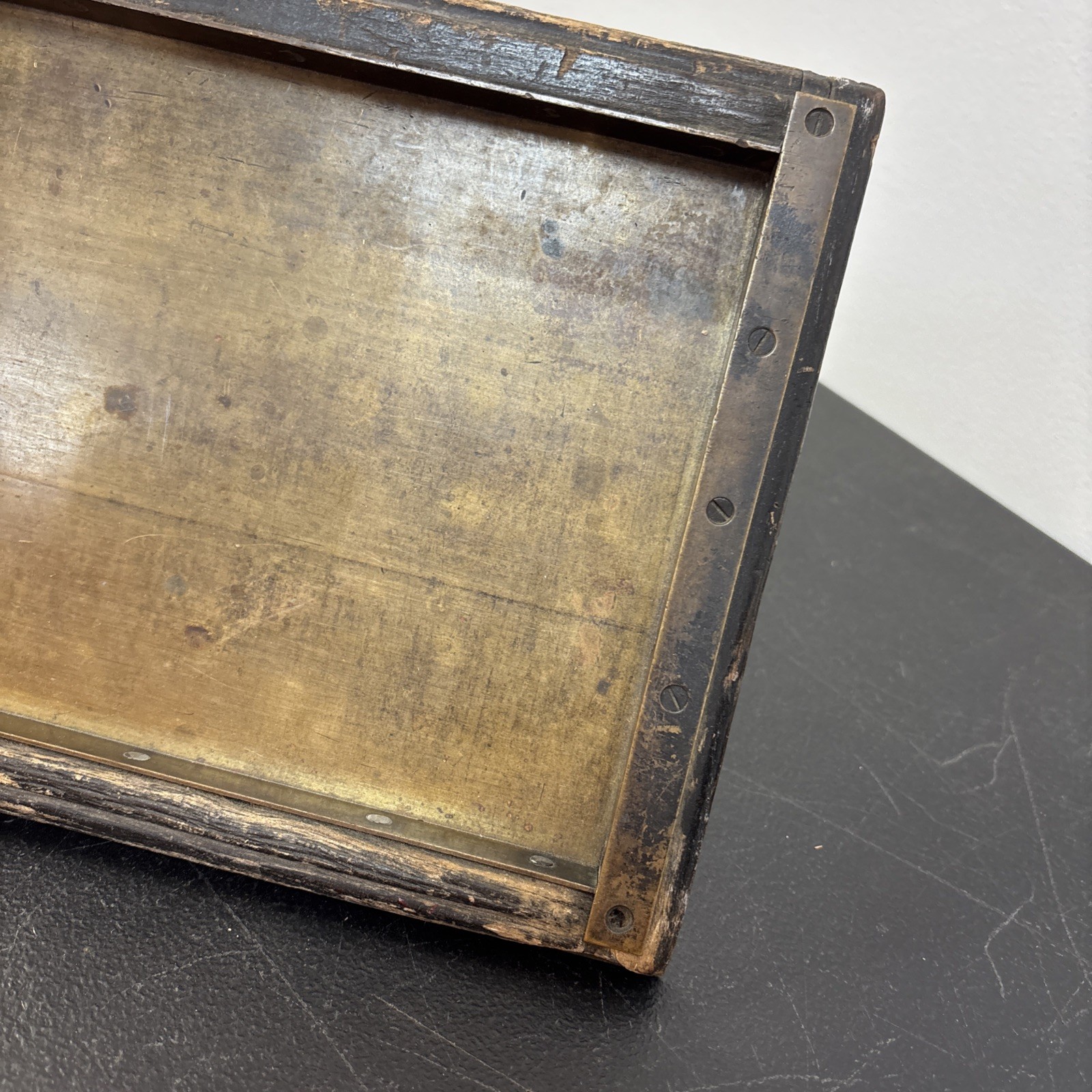 Letterpress Printer Block Type Galley Tray Brass And Wood 24”X 8”