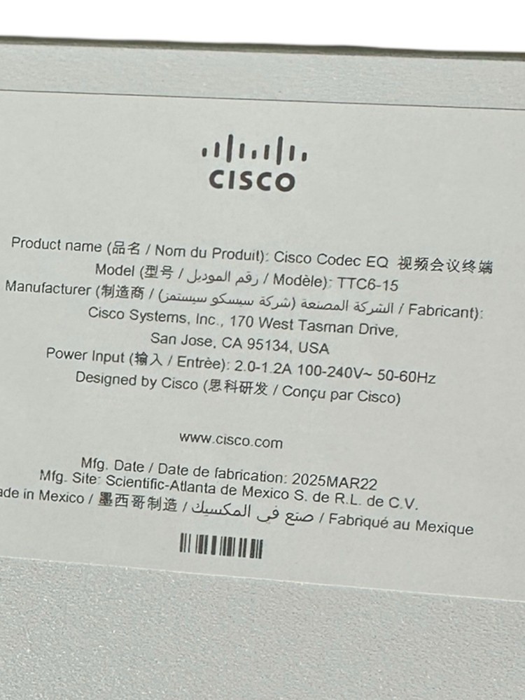 Cisco CS-KIT-EQ-K9+ Webex Room Kit EQ Codec TTC6-15 Camera New