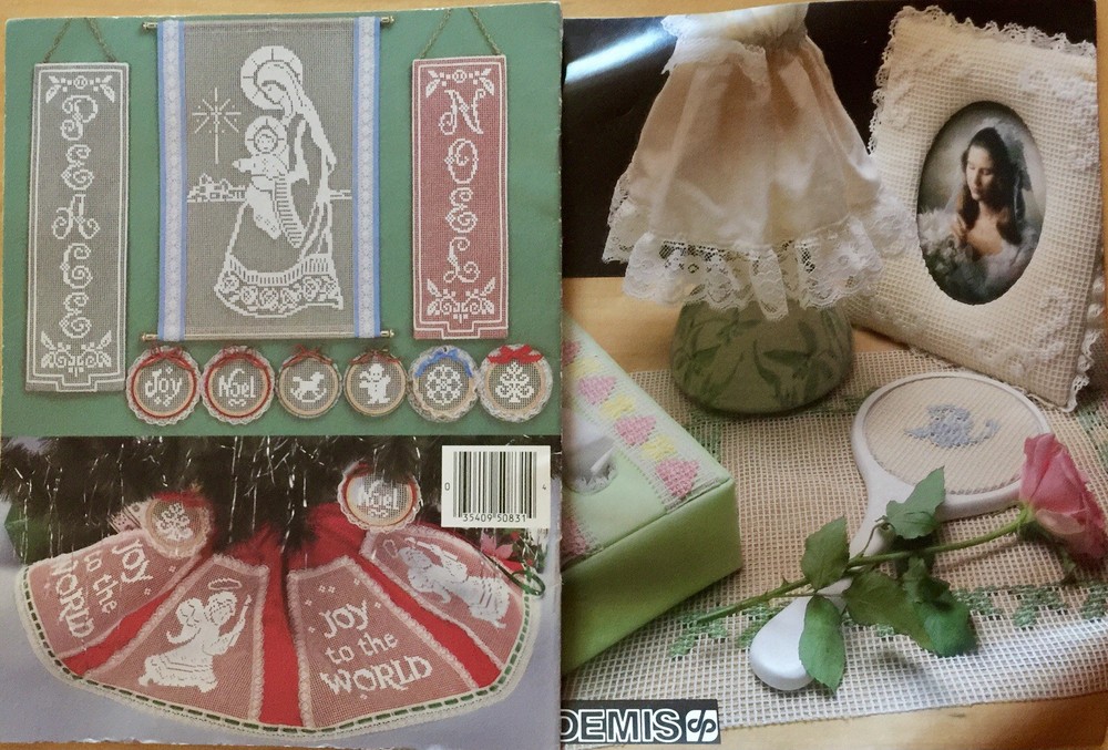 Lace Net Darning Embroidery Lot - Patterns Net and Kit