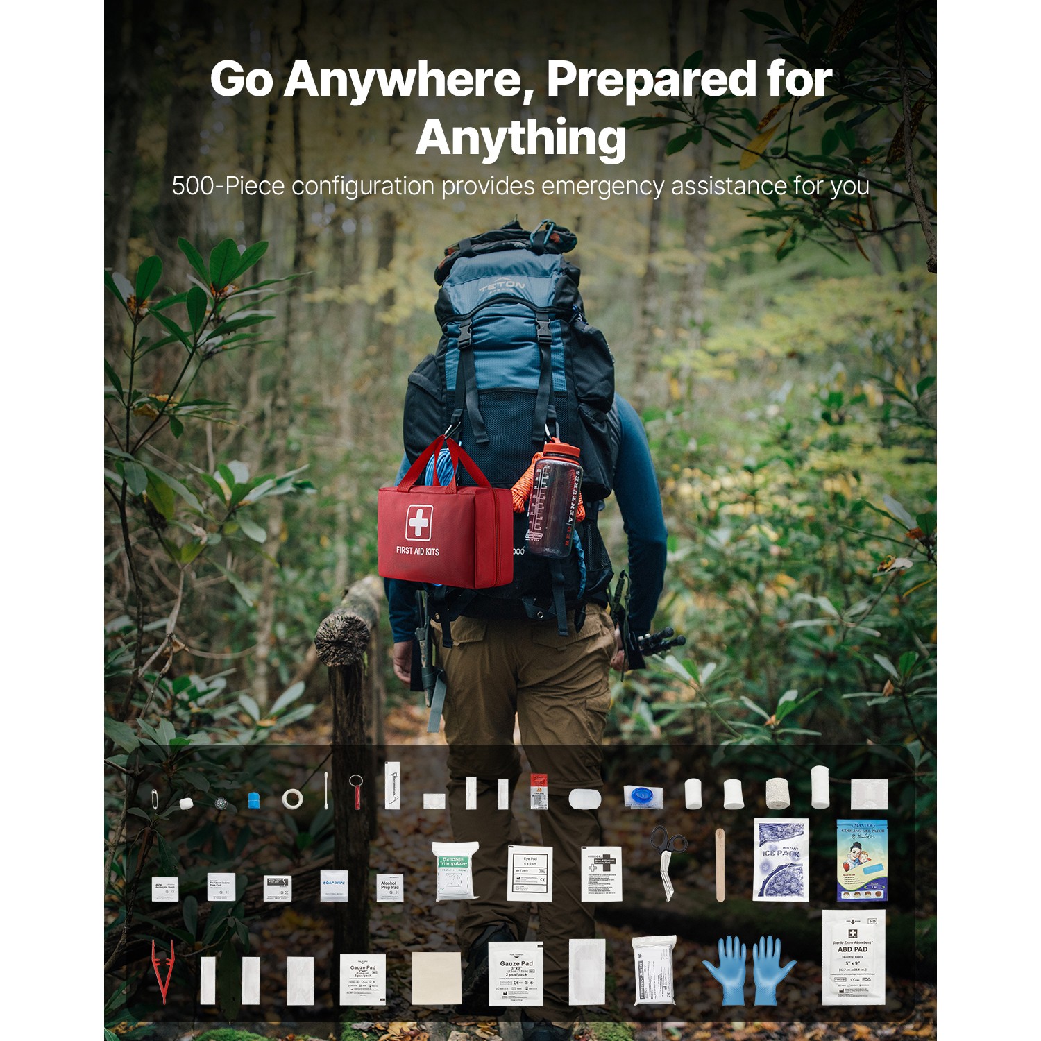 First Aid Kit 500 Pieces Large Survival Bag Emergency Medical Supplies Home Car