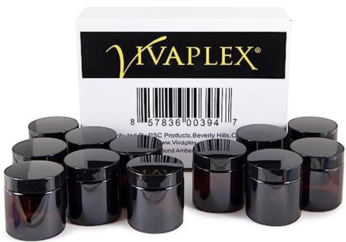12 Pack 4Oz Amber Round Glass Jars With Inner Liners Black Lids Empty Glass