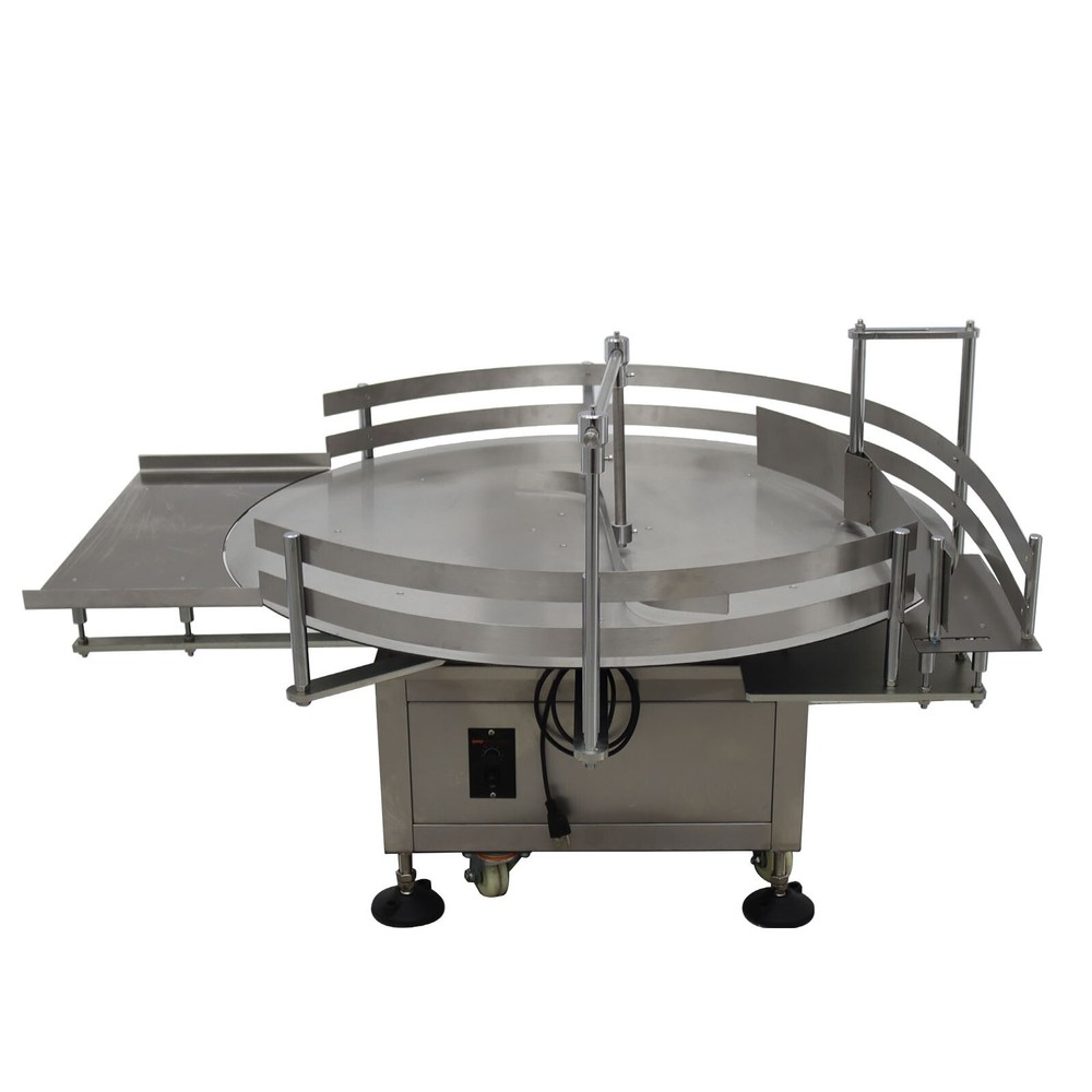 Auto Round Bottle Labeling Machine W/ Printer&39.3"Bottle Accumulation Table110V
