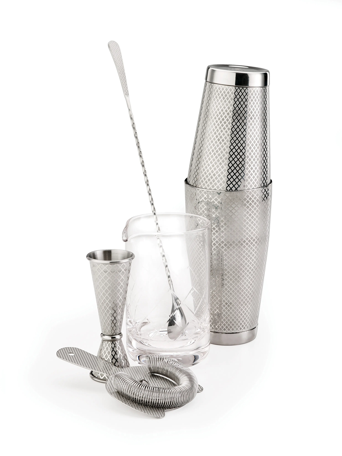 Mercer Culinary M37207 Barfly 5-Piece Stainless Steel Diamond Lattice Mixing Set