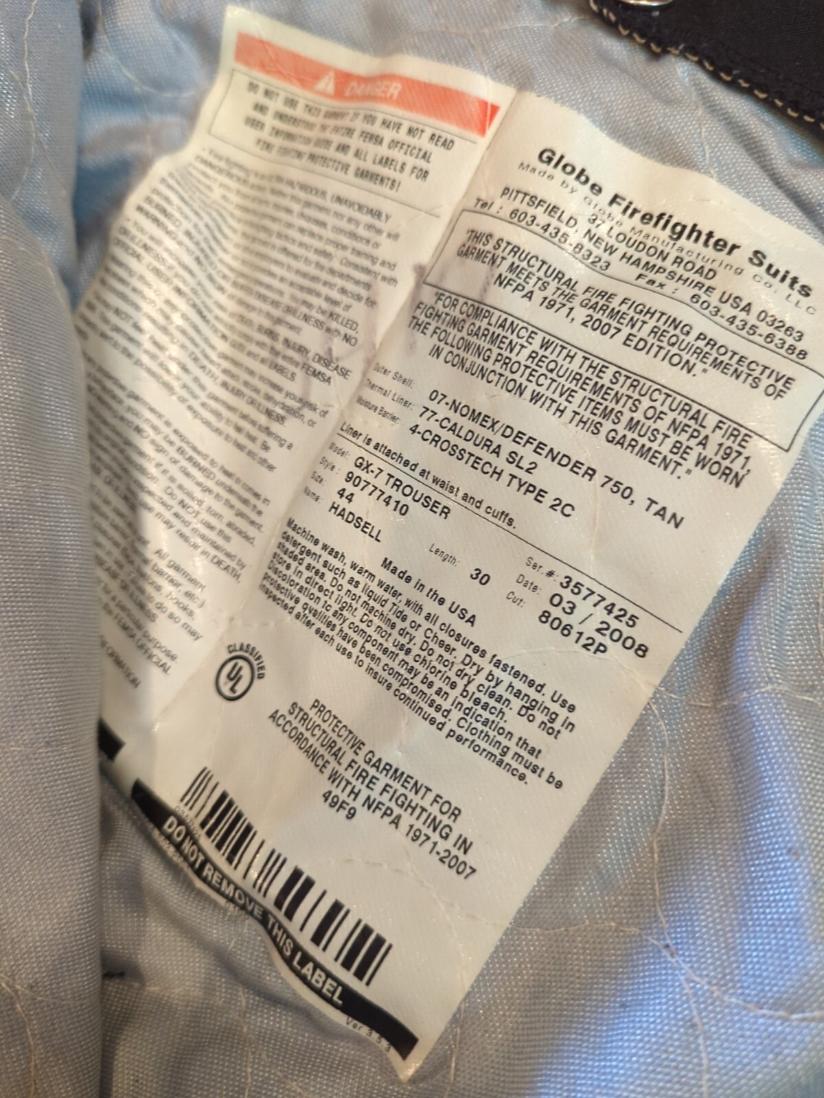 Retired Firefighter Gear Turnout Pants FIRE USED Size 44 X 30 See Pics