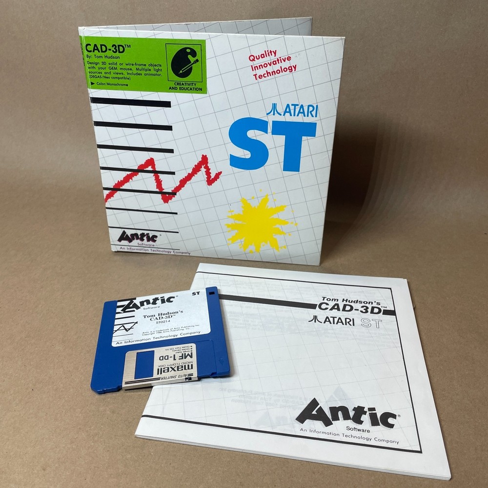 CAD-3D 1983  Atari ST Computer Antic 3.5" Disk vintage design imaging software