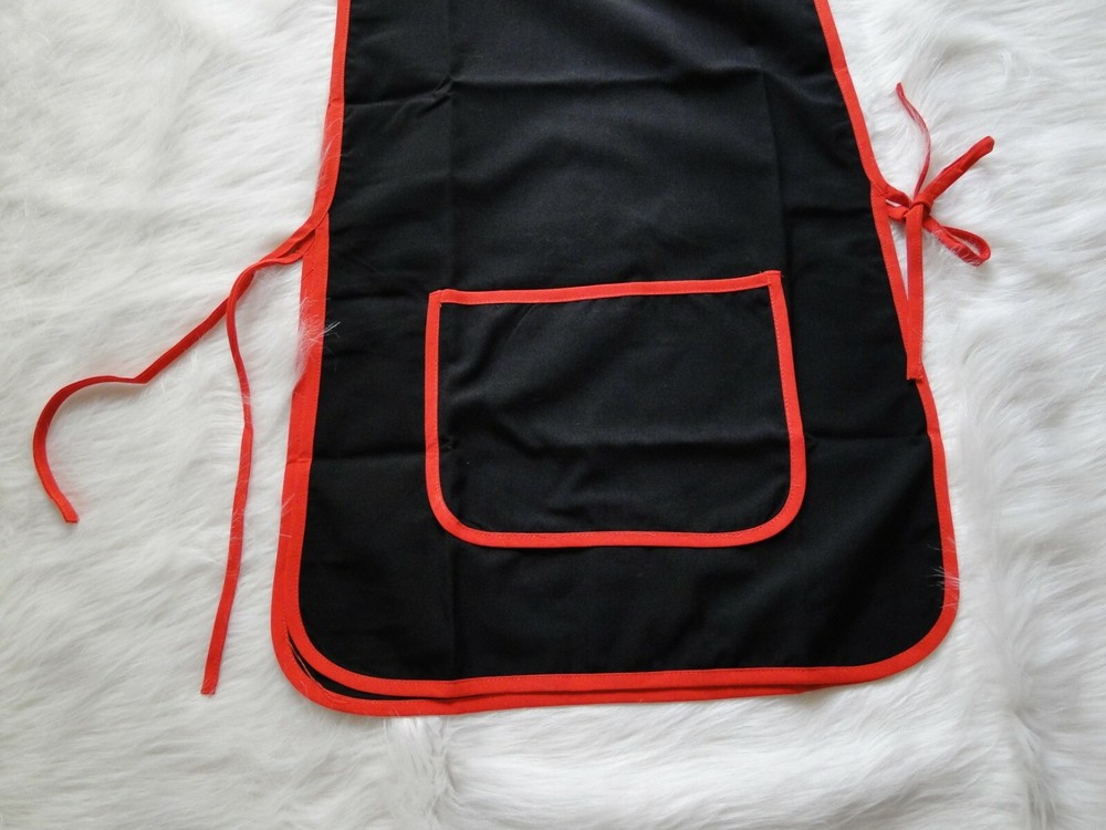Black Popover Apron with Red Border