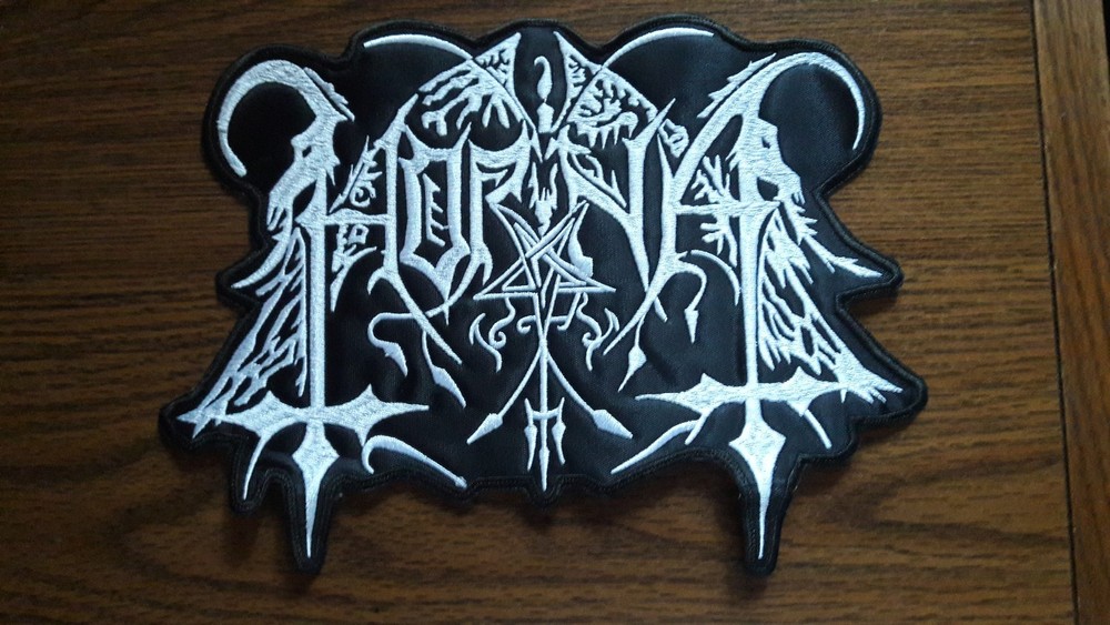 HORNA,SEW ON WHITE EMBROIDERED LARGE BACK PATCH