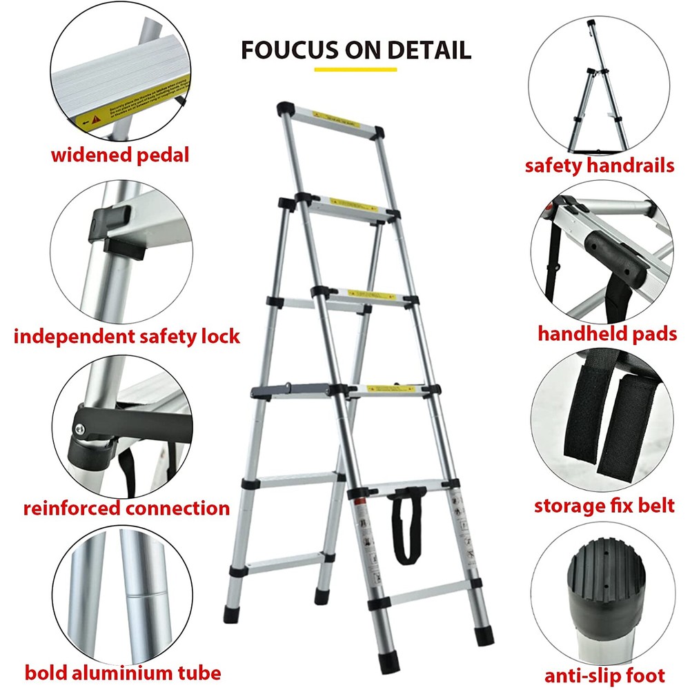 Step Ladder Extension Telescoping Lightweight Portable Folding Telescopic