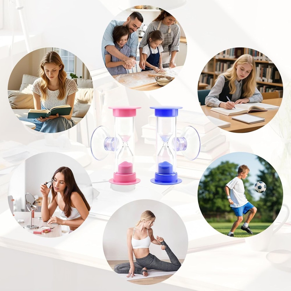 2 Pack 2 Minute Sand Timer with Suction Cup Unbreakable Kids Toothbrush Timer