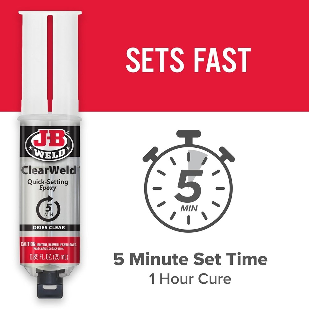 ClearWeld 2-Pack Epoxy with Syringe - Water Resistant, Strong & Versatile