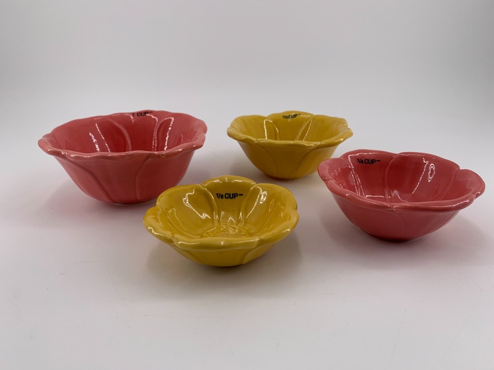Cracker Barrel Ceramic Flowers Nested Measuring Cups-Pre-Owned NIB