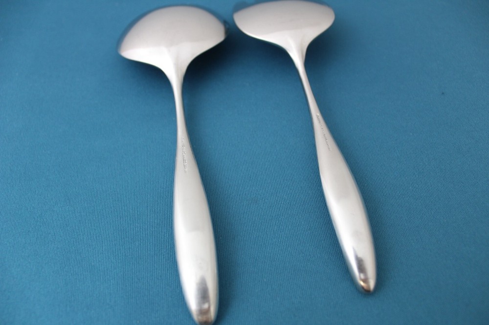 Lauffer DESIGN 2 Serving (2pc Set) Spoon / Meat Fork Satin Germany 7 3/4