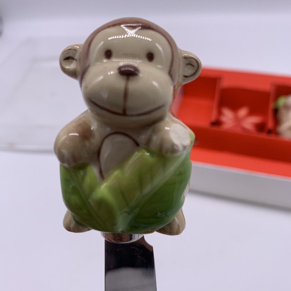 4 Tropical Spreaders Target 2008 Monkey Flower Sloth Turtle Ceramic Handle Cute