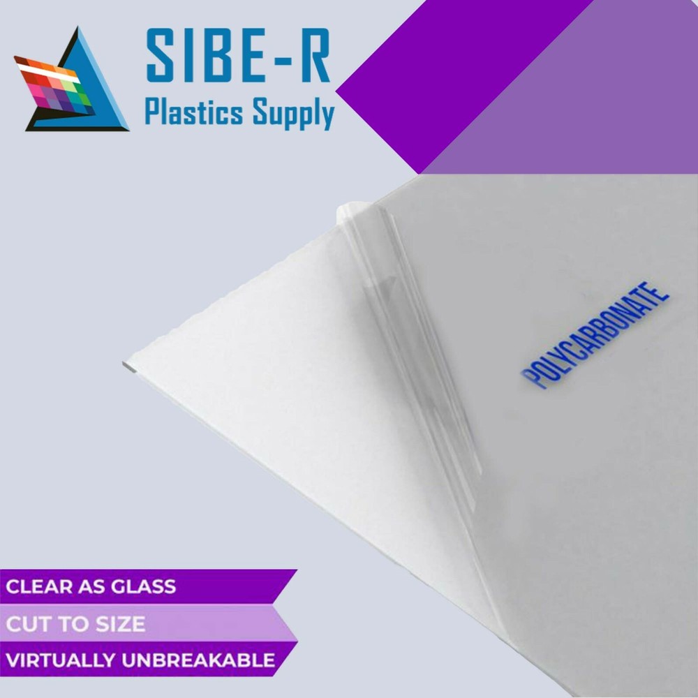 POLYCARBONATE CLEAR PLASTIC SHEET 1/8" 36" X 12" *
