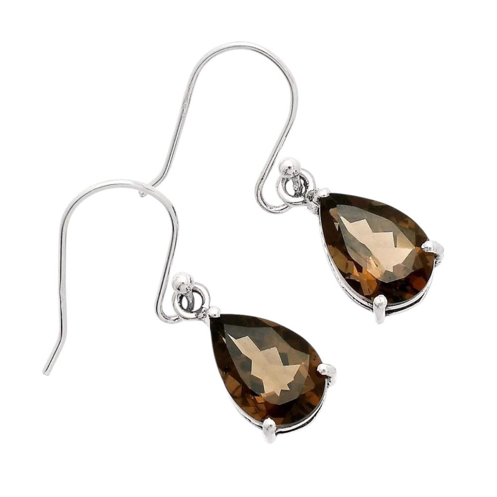 Smoky Topaz Solid 925 Sterling Silver Earrings