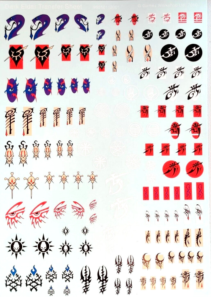 Warhammer 40k Dark Eldar transfer sheet - New