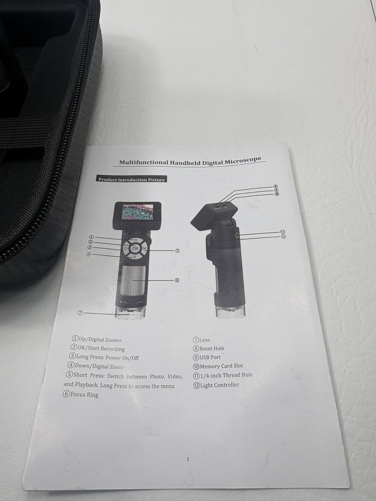 1000x Microscope-Handheld Digital Microscope for Children with 2" LCD Black