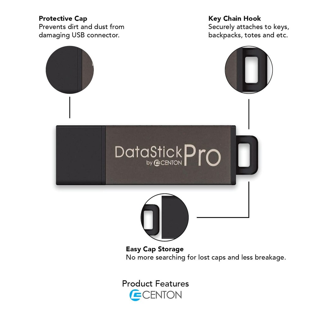 Centon Electronics DataStick Pro USB 2.0 Flash Drive, 64 GB, Gold Metallic