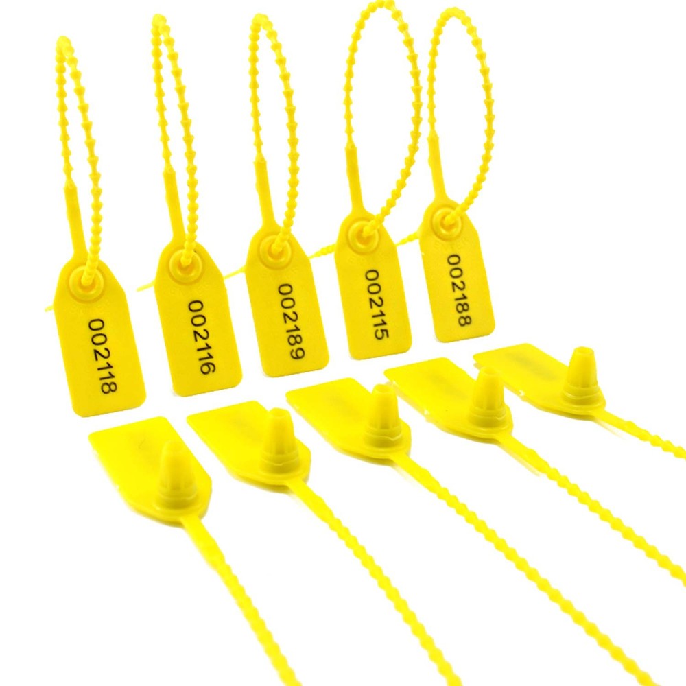 100 Plastic Tamper Seals, Zip Ties for Fire Extinguishers Pull Tite Security Tag