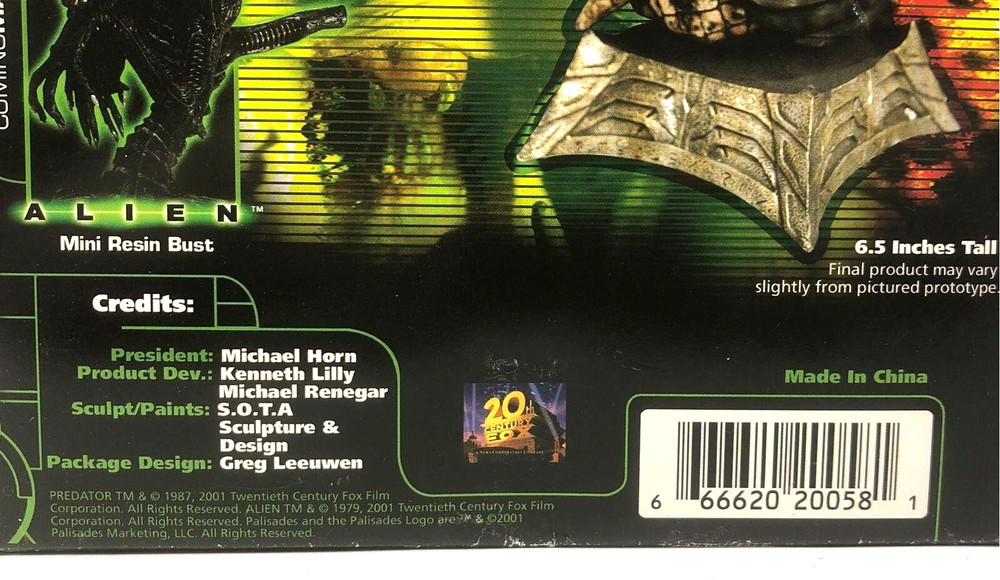 PREDATOR MINI RESIN BUST PALISADES W/ Open Box