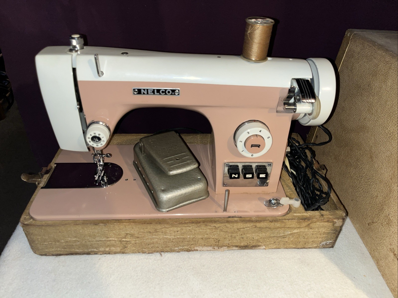 Vintage RARE Nelco Sewing Machine Model H222 With Pedal & Case JC-2 Toyota Japan