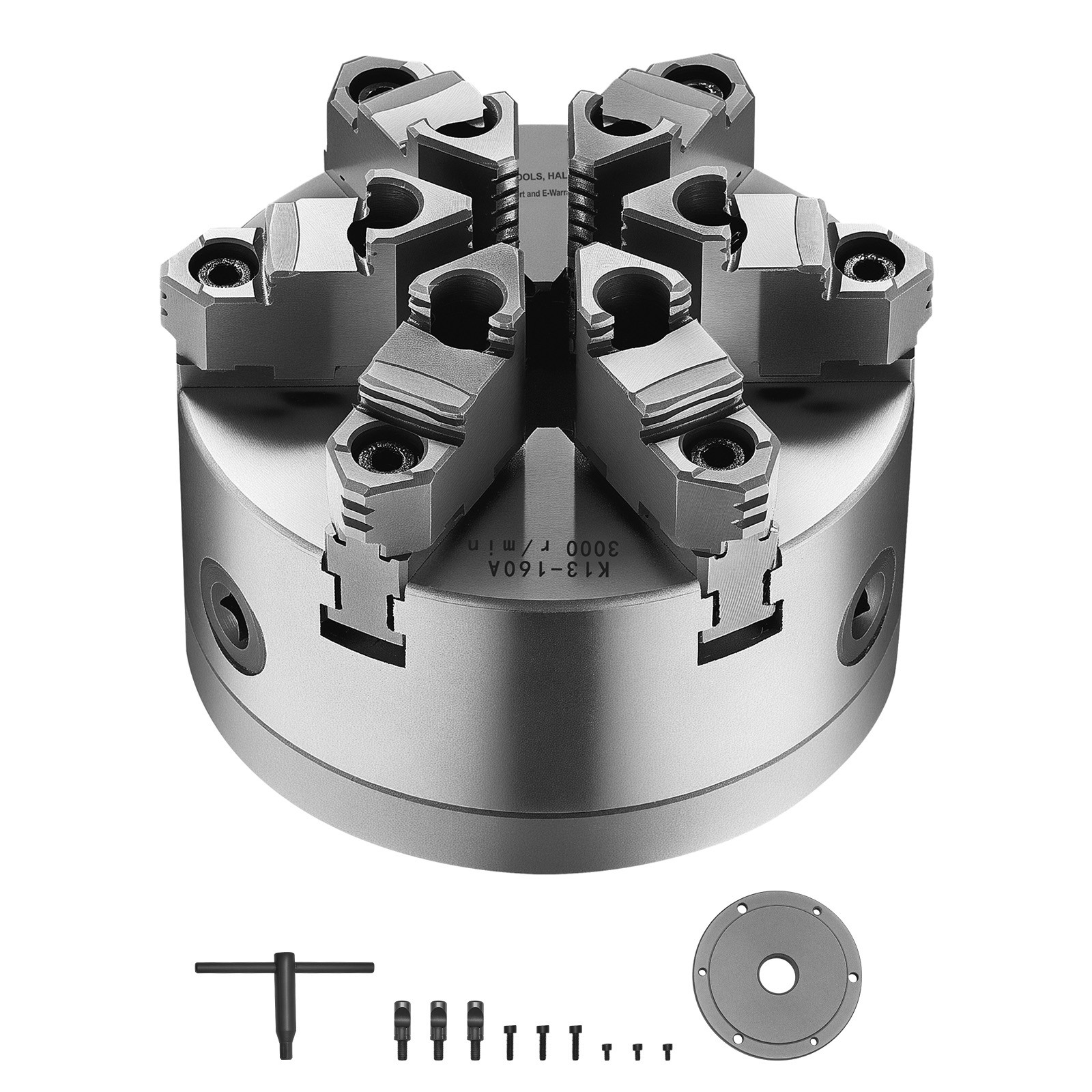 6 Inch 6-Jaw Self-Centering Lathe Chuck with D1-4 Cam Lock Backing Plate