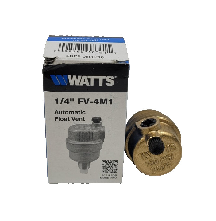 WATTS 1/4" FV-4M1 REGULATOR AUTOMATIC FLOAT VENT 150 PSI 240° F NEW