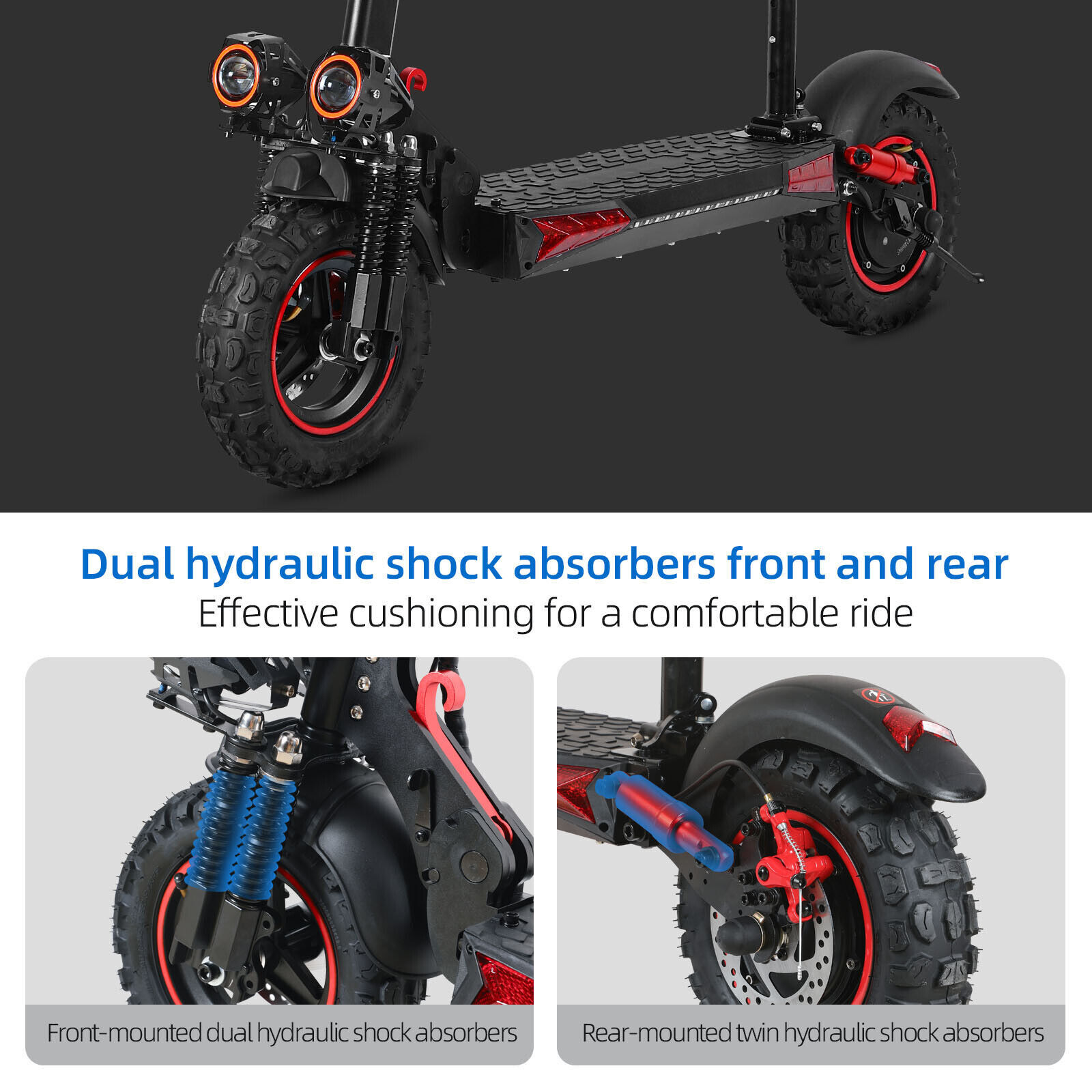 48v 1200W Electric Scooter For Adult 11"Off Road Fat Tires Fast Speed USA MAX x6