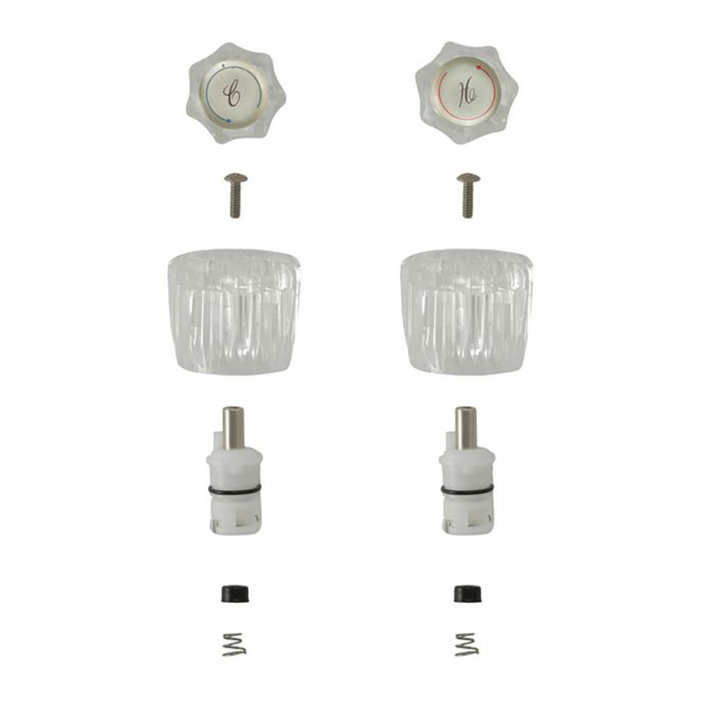 Complete Faucet Rebuild Trim Kit for Delta Faucets Acrylic 2 Handles Hot/Cold