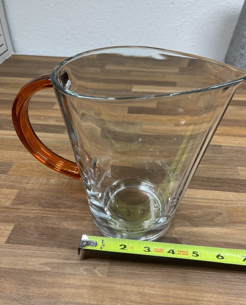 Modern Form Clear Glass Pitcher with Amber Handle