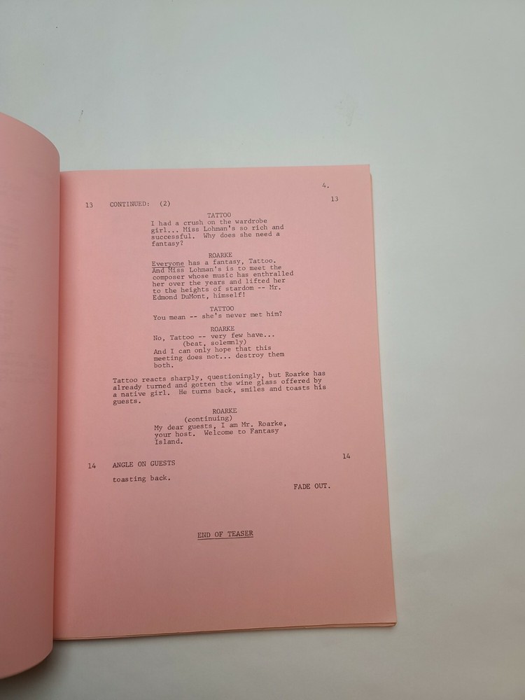 FANTASY ISLAND / Worley Thorne 1980 TV Script, "Crescendo/Three Feathers"