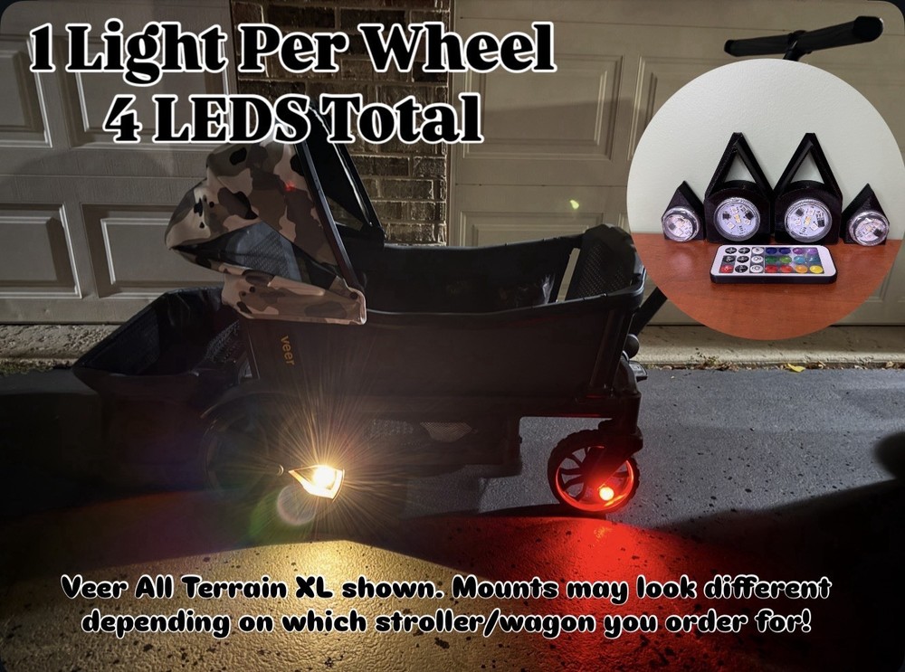 LED Wheel Lights for VEER SWITCH&ROLL STROLLER, Remote, Waterproff, Easy Install