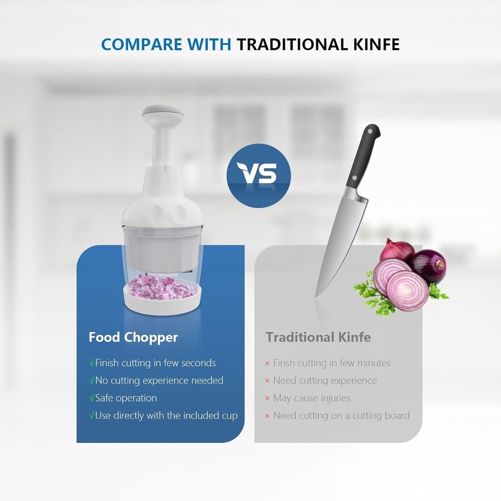 Pampered Chef Push Function Food Chopper #2585 - White- FREE SHIPPING