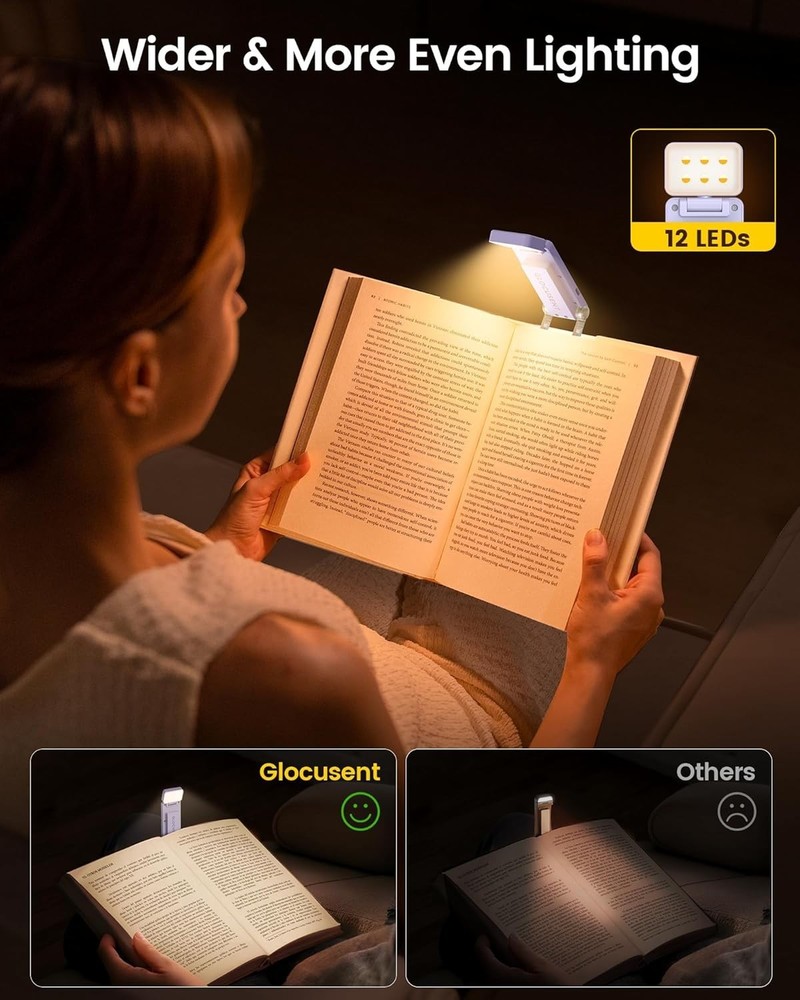 Eye-Caring 100Hrs LED Reading Light with Adjustable Angles for Night Reading